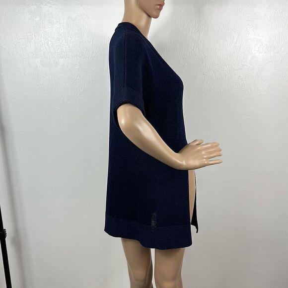 Lilly Pulitzer Cotton Navy Blue Open Front Short Sleeve Knit Cardigan Size S - Picture 3 of 8
